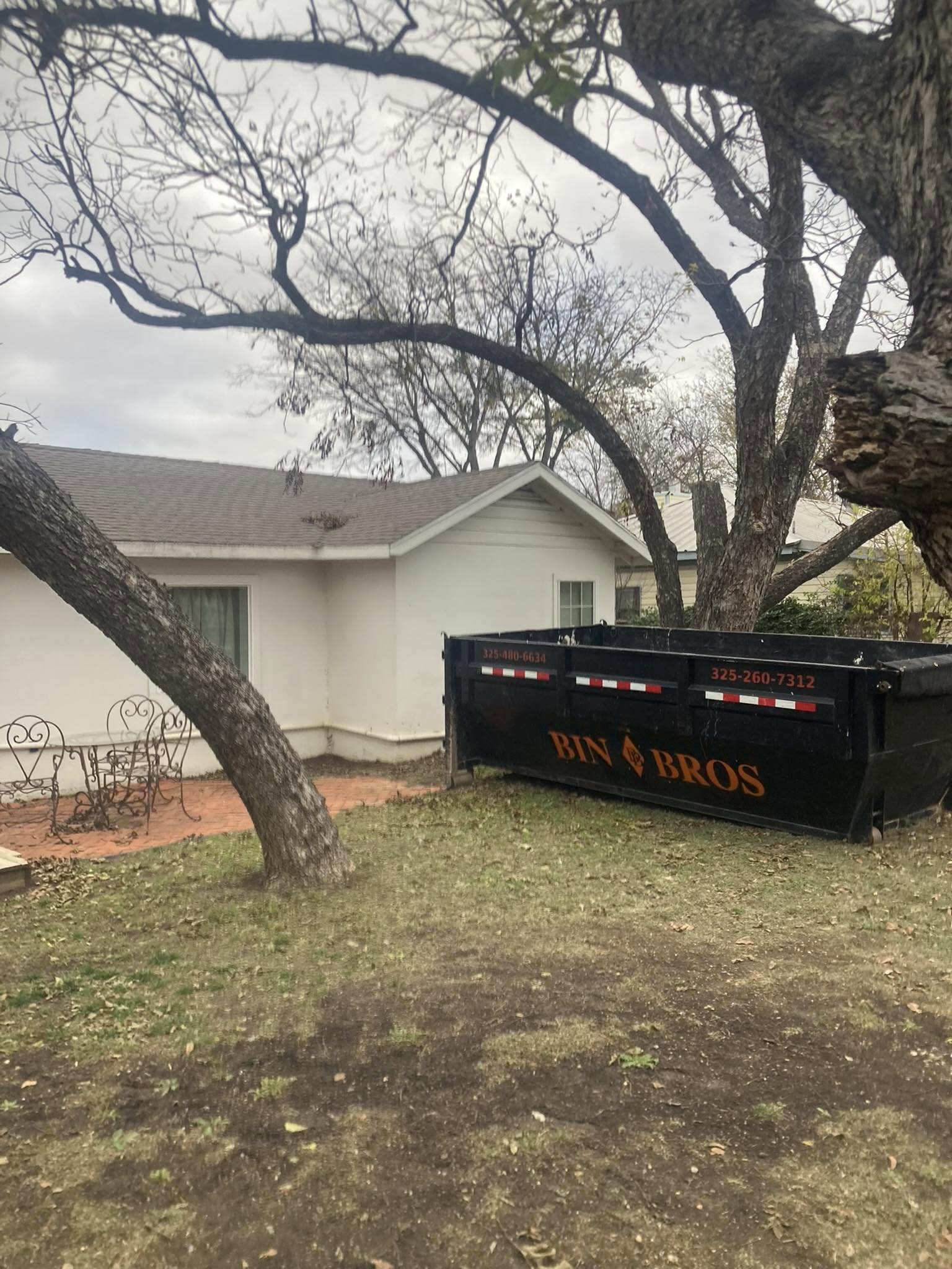 Bin Bros dumpster placed on a residential property